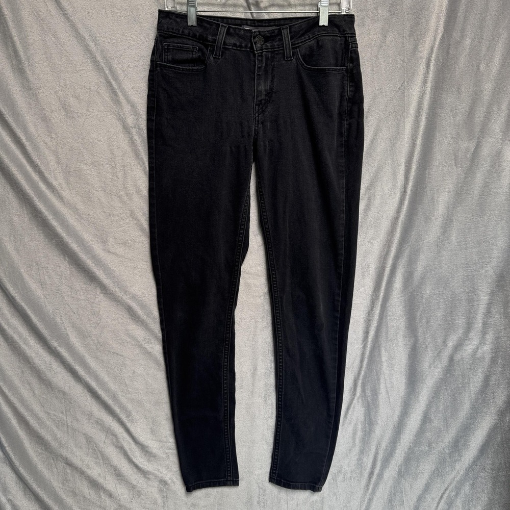 Levi's Jeans Womens Black Legging Skinny Stretch Denim Zip Fly Mid Rise Ankle